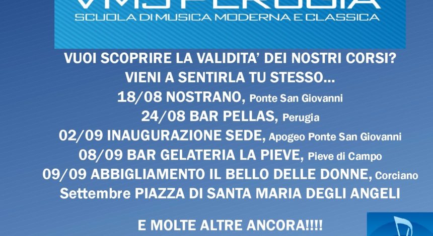 Nuove date per conoscere la Scuola di Musica VMS Perugia